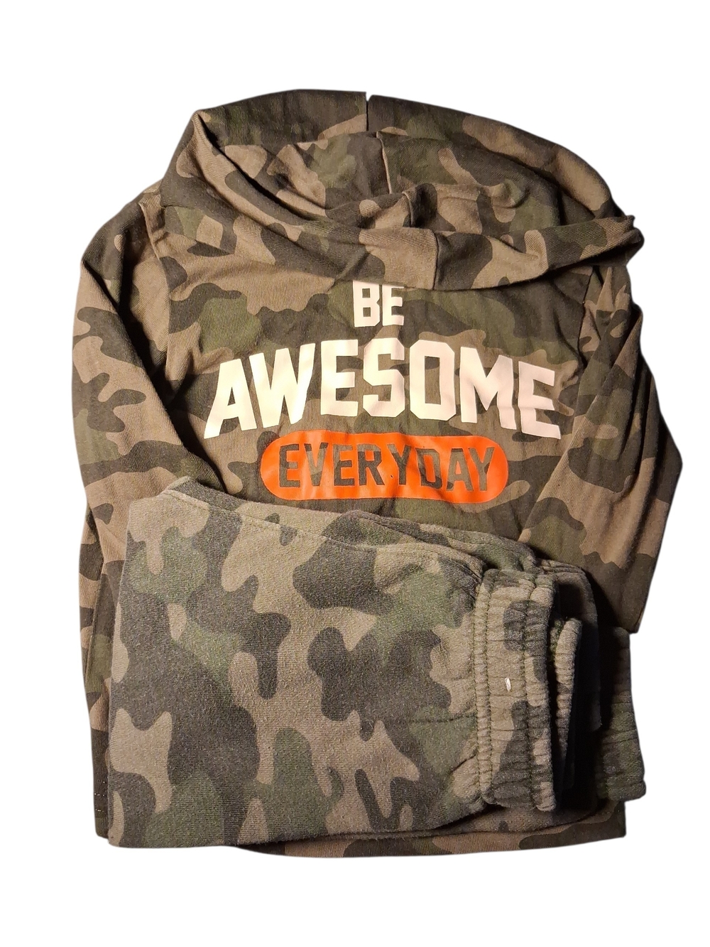 Kids Camo Hoodie "Be Awesome Everyday" - Green Camo Matching Set Garanimals